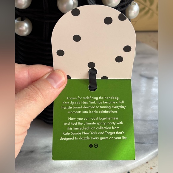 Kate‎ Spade Black Pearl-Embellished Woven Bucket Bag Target - Picture 6 of 8